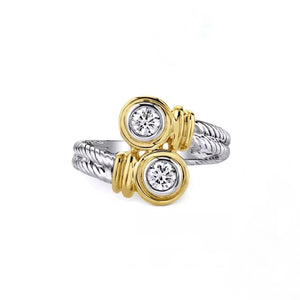 Two Tone Silver & Gold Twist Statement Ring