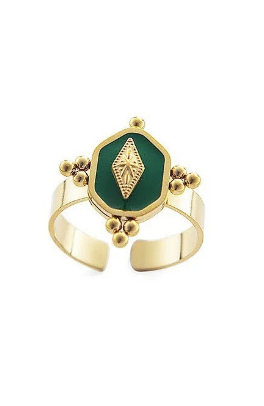Malachite Gold Stainless Ring