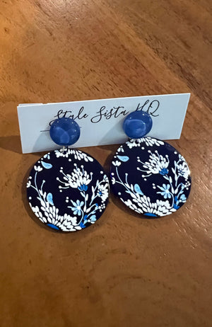 Acrylic Blue Blooms Earrings