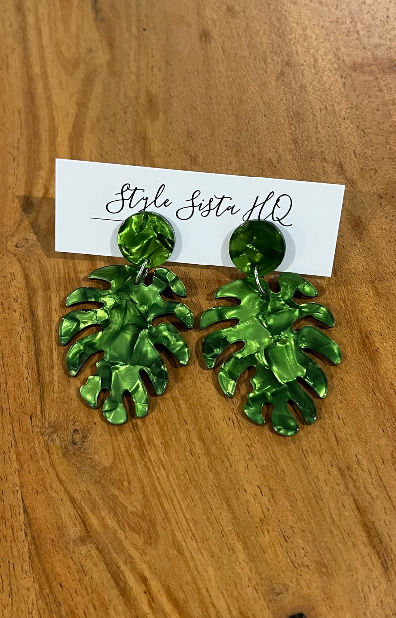 Acrylic Tropical Leaf Earrings