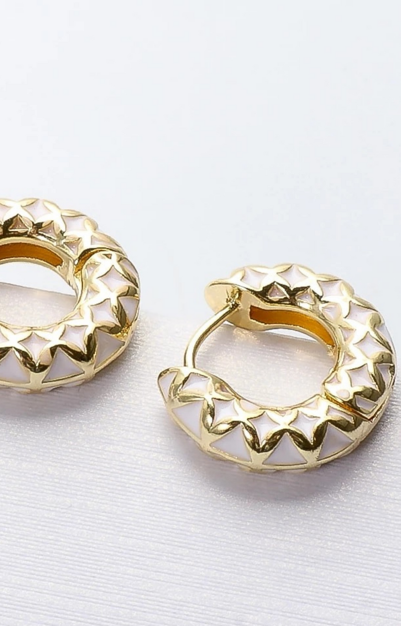 Enamel Multi Gold Huggie Earrings