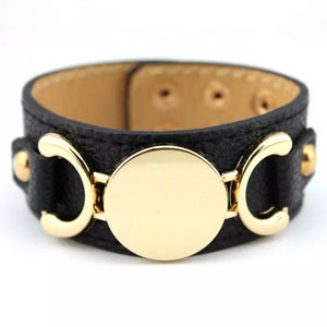 Leather & Gold Cuff Bracelet