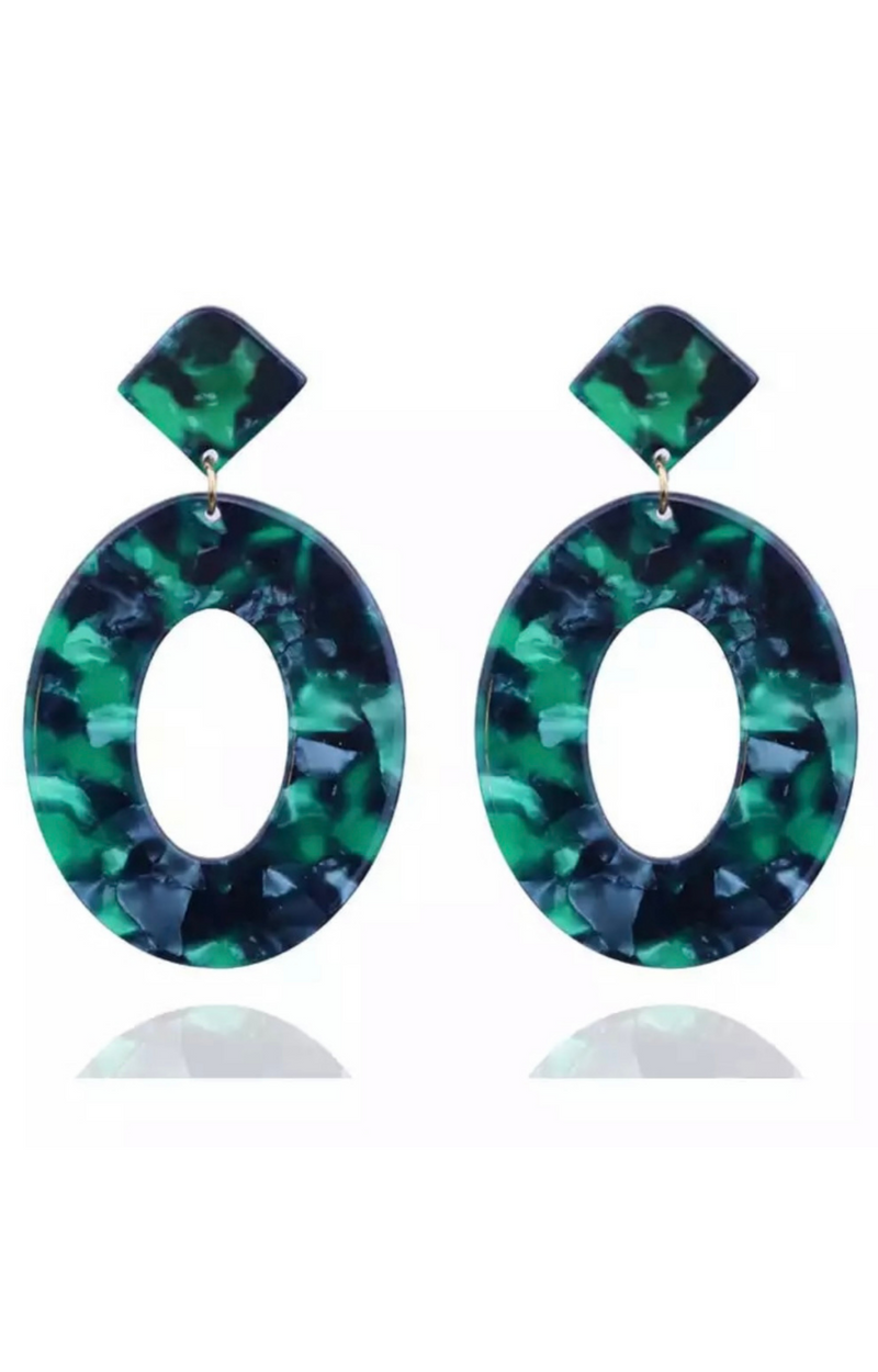 Emerald Green Acrylic Earrings