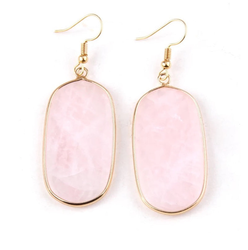 Pink Stone & Gold Earrings