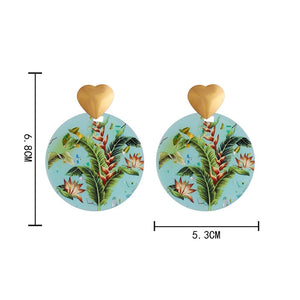 Tropical Round Acrylic & Gold Earrings