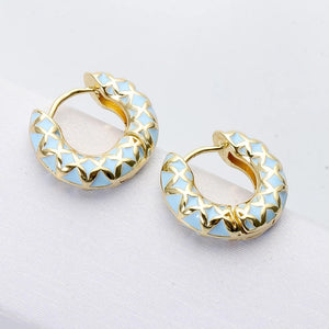 Enamel Gold & White Huggie Earrings