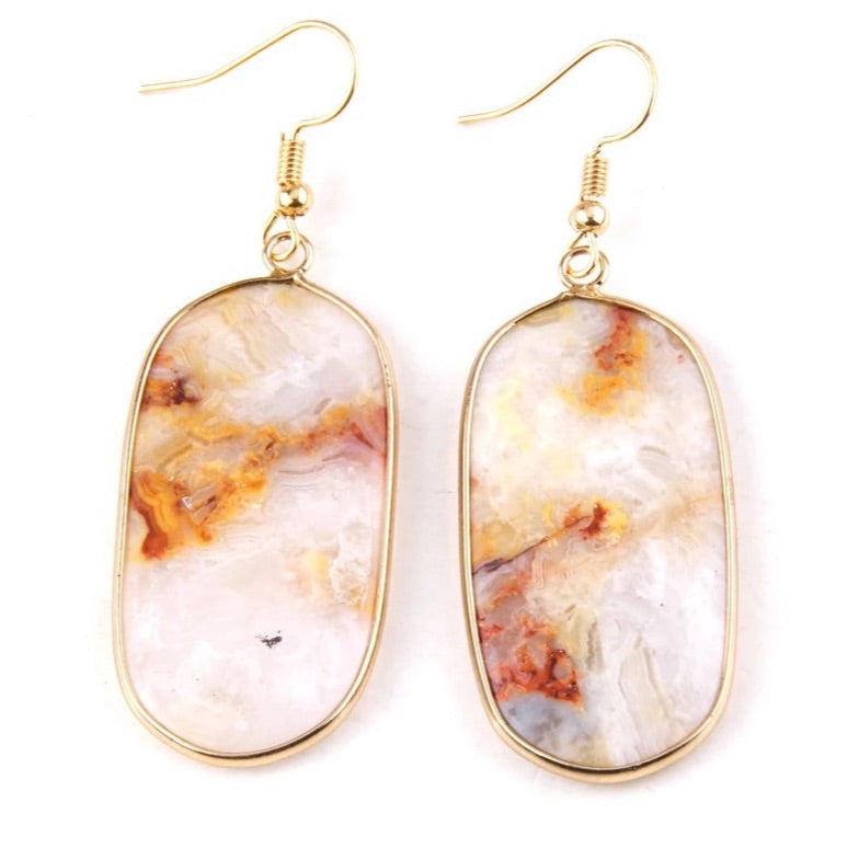 Natural Stone & Gold Earrings