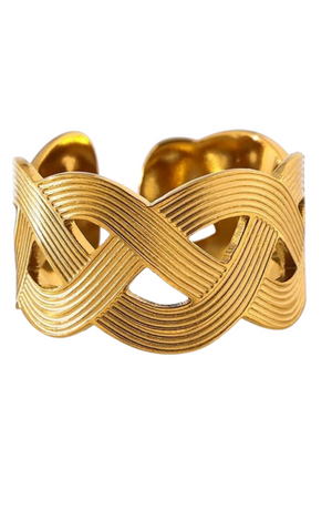 Stainless Steel Gold Weave Ring