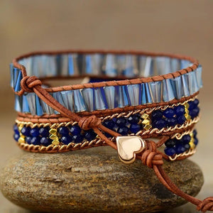 Lapis Lazuli & Leather Wrap Bracelet