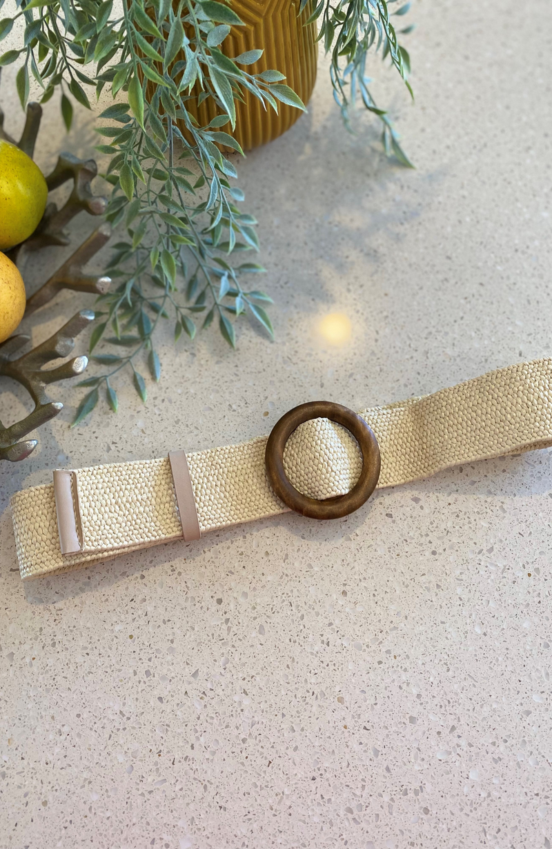 Rattan Belt With Wood Buckle