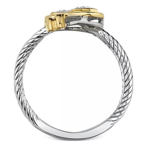 Two Tone Silver & Gold Twist Statement Ring