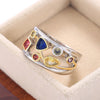 Silver & Gold  Multi Jewel Coloured Statement Ring