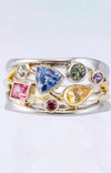 Silver & Gold  Multi Jewel Coloured Statement Ring