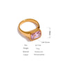 Stainless Steel Gold & Cubic Zirconia Ring